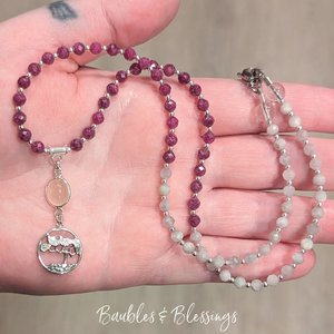 RESERVED for S: Custom Ruby & Kunzite Necklace