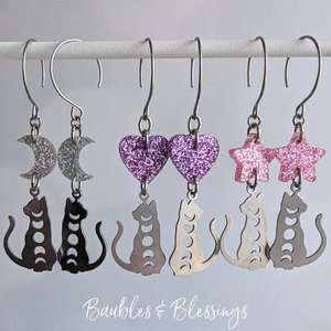 RESERVED for B: Custom Lunar Kitty Earrings