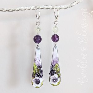 Purple Floral Earrings with Lampwork Charms