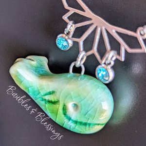 Whale Necklace with Vibrant Amazonite & Ceramic Beads