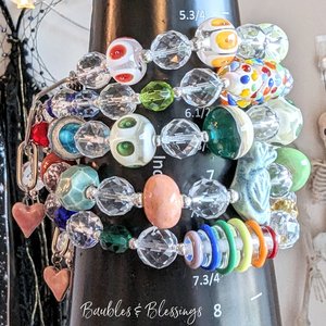 OOAK Beachy Bracelet with Quartz & Lampwork Glass Beads