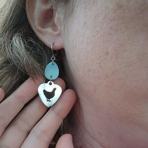 Chicken Earrings with Acrylic Eggs: Pick Your Color! (MTO)