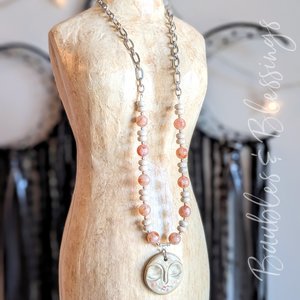 Sweet Moon Necklace with Sunstone, Riverstone & Gaea Focal