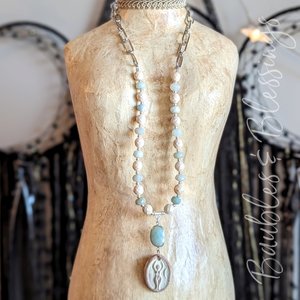 Goddess Necklace with Amazonite, Riverstone & Beadfreaky Focal