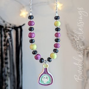 Poison Potion Necklace with Onyx & Bright Gaea Beads