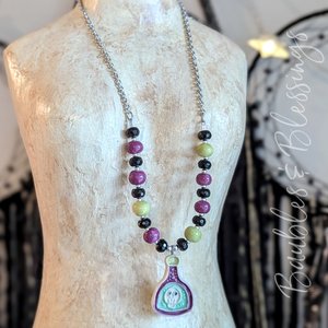 Poison Potion Necklace with Onyx & Bright Gaea Beads