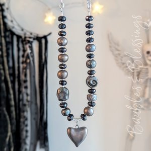 Dark Heart Necklace with Faceted Onyx & Gaea Beads