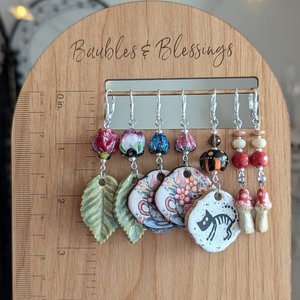 Kitty Skeleton Earrings with Handmade Ceramic Charms