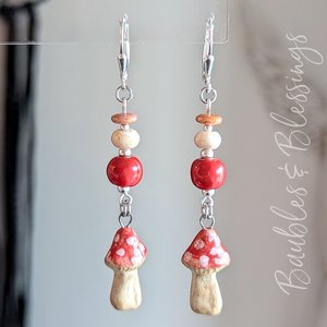 Kitty Skeleton Earrings with Handmade Ceramic Charms