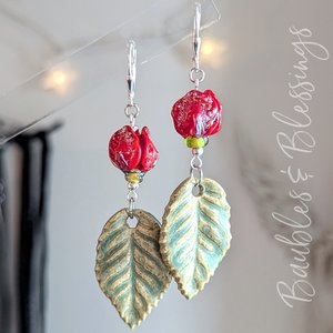 Kitty Skeleton Earrings with Handmade Ceramic Charms