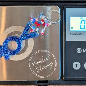XL Vote Blue Glitter Earrings with Patriotic Stars