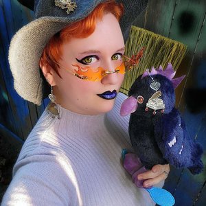 Stainless Steel & Glittery Acrylic Well-read Raven Earrings 