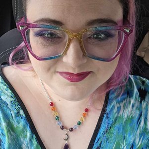 Rainbow Pride Necklace with Crescent Moon & Amethyst Drop (MTO)