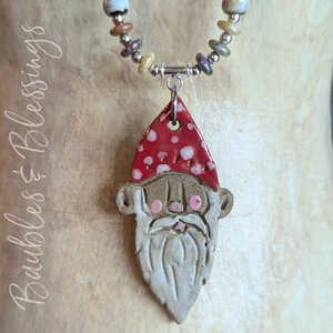 Sweet Cottagecore Gnome Necklace with Gaea Pendant