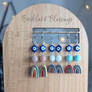 Evil Eye Protection Earrings with Amazonite & Boho Rainbows