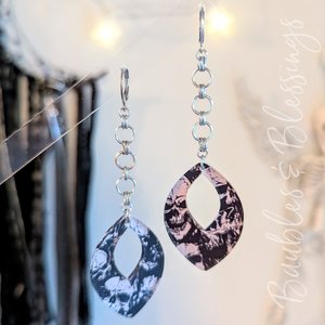 Witchy Kitty Earrings with Stainless Crescent Moons
