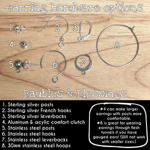 Peach Moonstone Earrings with Sterling Pentagrams