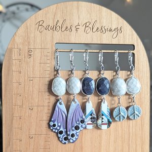 Light Blue Hippie Peace Sign Earrings with Howlite