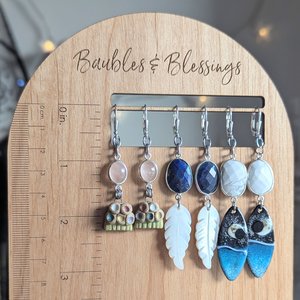 Sweet Rose Quartz & Abstract Ceramic Earrings