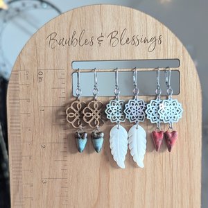 Red Ceramic Heart Earrings with Lip Shell Mandala