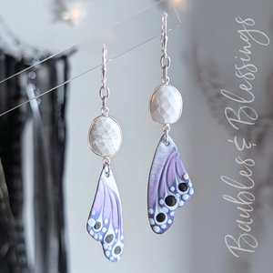 Lampwork Enameled Butterfly Wing Earrings 