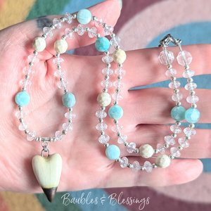 Understated Heart Necklace with Amazonite & Riverstone