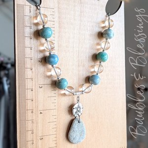 Funky Beach Pebble Necklace with Ceramic Beads