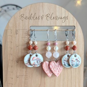 Gorgeous Heart Earrings with Pearls & Rose Quartz