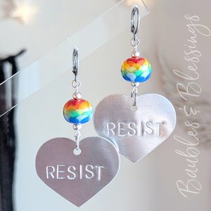 Resistance is Love: Earrings with Rainbow Pride Flowers