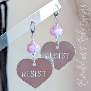 Resistance is Love: Earrings with Trans Pride Flowers