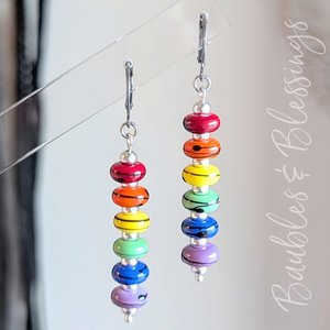 Elegant Rainbow Earrings with Handmade Beads