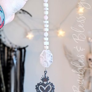 Sacred Heart Talisman with Moonstone & Rose Quartz
