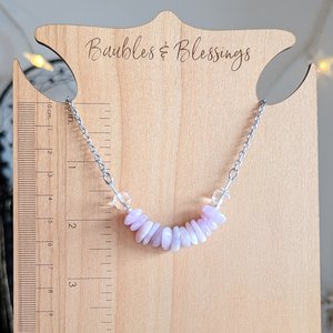 Simple Kunzite Necklace: Heart & Crown Chakras