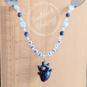 PERSIST! Necklace with Blue Anatomical Heart