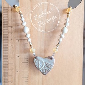 Hippie Heart Necklace with Riverstone & Citrine