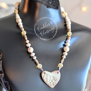 Hippie Heart Necklace with Riverstone & Citrine
