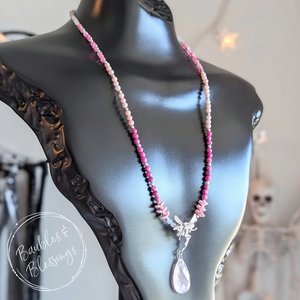 Faerie Necklace with Rose Quartz, Ruby, Opal & Tourmaline