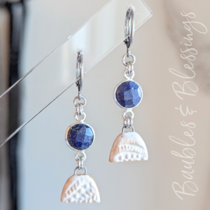 Petite Abstract Ceramic Earrings with Lapis Lazuli