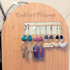 Petite Abstract Ceramic Earrings with Lapis Lazuli