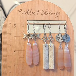 Sardonyx Teardrop Earrings with Spiral Charms