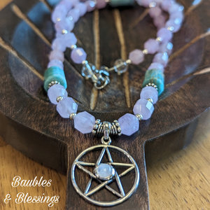 Pentagram Necklace with Lavender Amethyst & Amazonite