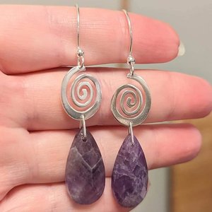 Amethyst & Sterling Silver Spiral Earrings
