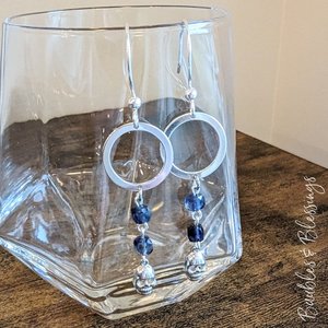 Elegant Iolite & Sterling Silver Skull Earrings