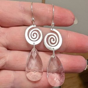 Quartz & Sterling Silver Spiral Earrings