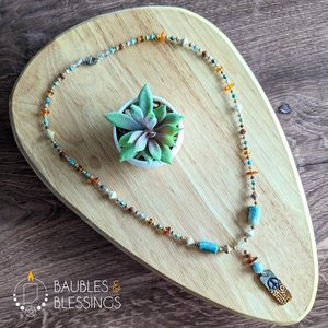 Hippie Peace Necklace with Gemstones & Czech Glass
