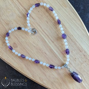 Stimmy Amethyst Bottle Necklace with Rainbow Moonstone
