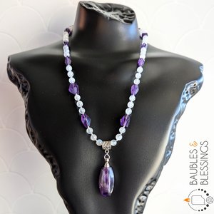 Stimmy Amethyst Bottle Necklace with Rainbow Moonstone