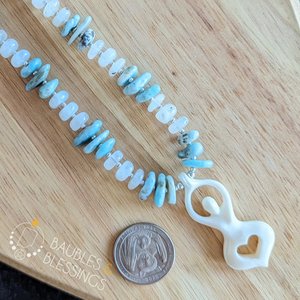 Goddess Necklace with Larimar, Moonstone & Bone