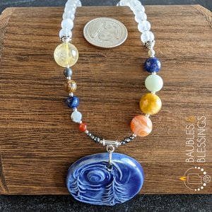 Solar System Necklace with Rainbow Moonstone & Beadfreaky Pendant