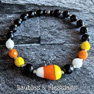 Fun Candy Corn Bracelet with Quartz or Onyx (MTO)